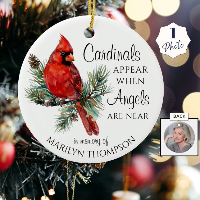 Cardinals Appear When Angels Are Near Photo Ceramic Ornament (Creator Uploaded)