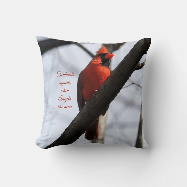 Cardinals appear when angels are near throw pillow (Front)
