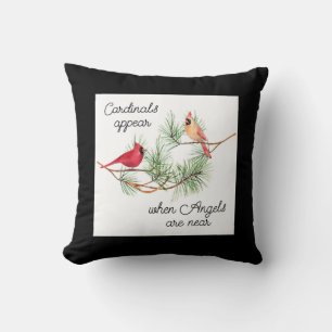 Cardinals appear when Angels are near Throw Pillow