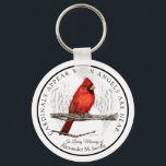 Cardinals Appear When Angels Near Personalized Keychain<br><div class="desc">This unique keychain features my colored pencil painting of a lone cardinal. The phrase "Cardinals Appear When Angels Are Near" has special meaning for many people. Some believe that the presence of a cardinal is the spiritual embodiment of a loved one that has passed away.</div>