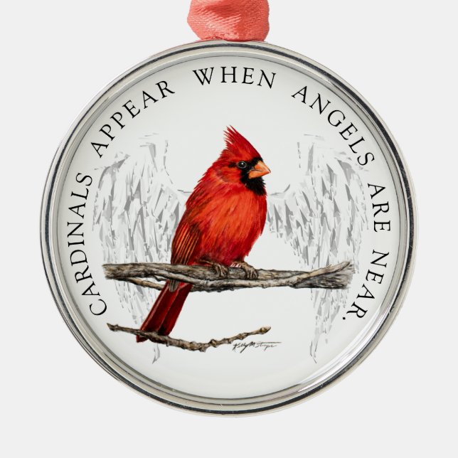 Cardinals Appear When Angels Near Ribbon Ornament (Front)