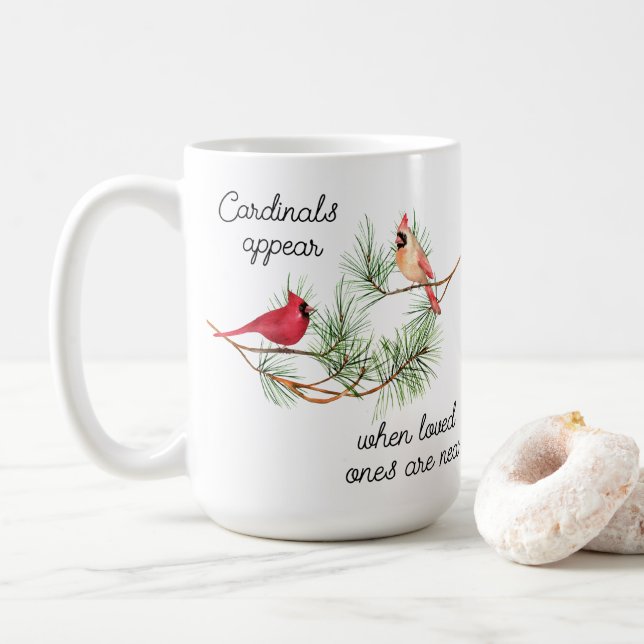 Cardinals appear when loved ones are near coffee mug (With Donut)