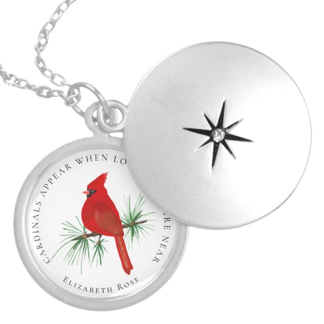 Cardinals Appear When Loved Ones Are Near Locket Necklace (Front)