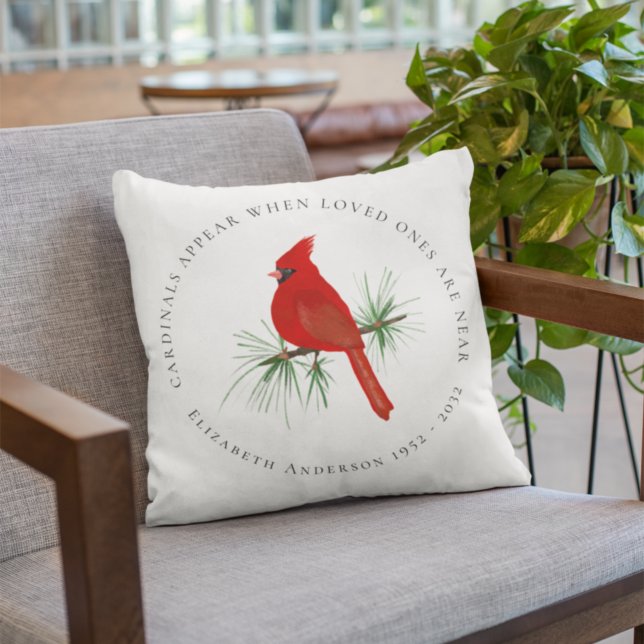 Cardinals Appear When Loved Ones Are Near Throw Pillow (Creator Uploaded)