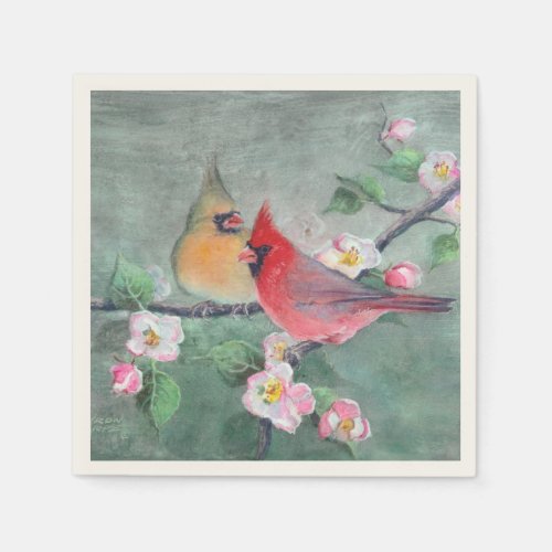 CARDINALS  APPLE BLOSSOMS by SHARON SHARPE Napkins