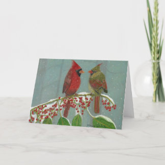 Cardinals by Autistic Artist Marcy Deutsch Holiday Card