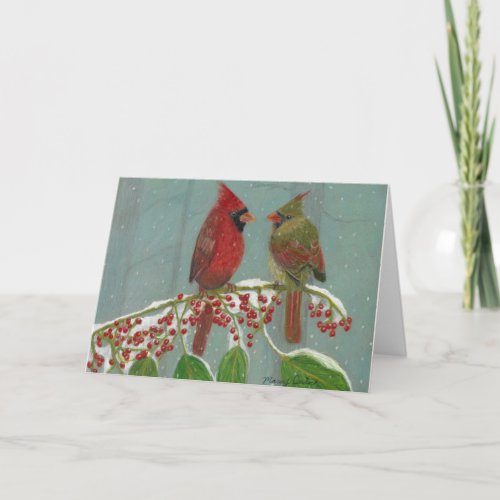 Cardinals by Autistic Artist Marcy Deutsch Holiday Card