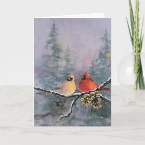 CARDINALS BY SHARON SHARPE HOLIDAY CARD