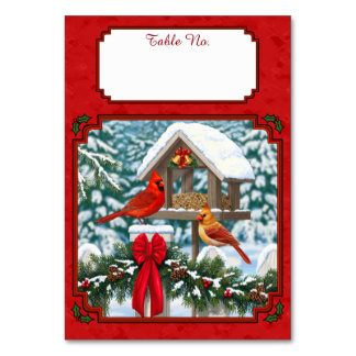 Cardinals Christmas Birdfeeder Red Table Number