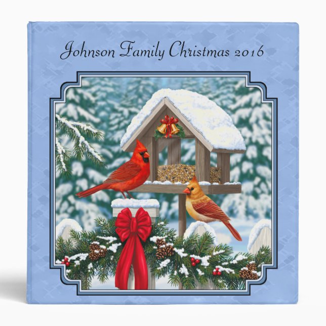 Cardinals Christmas Feast Blue 3 Ring Binder (Front)
