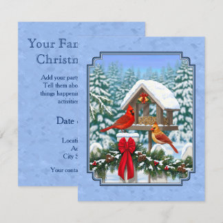 Cardinals Christmas Feast Blue Invitation