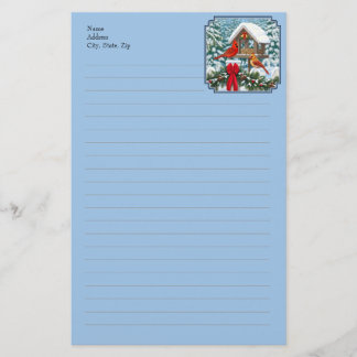 Cardinals Christmas Feast Blue Stationery