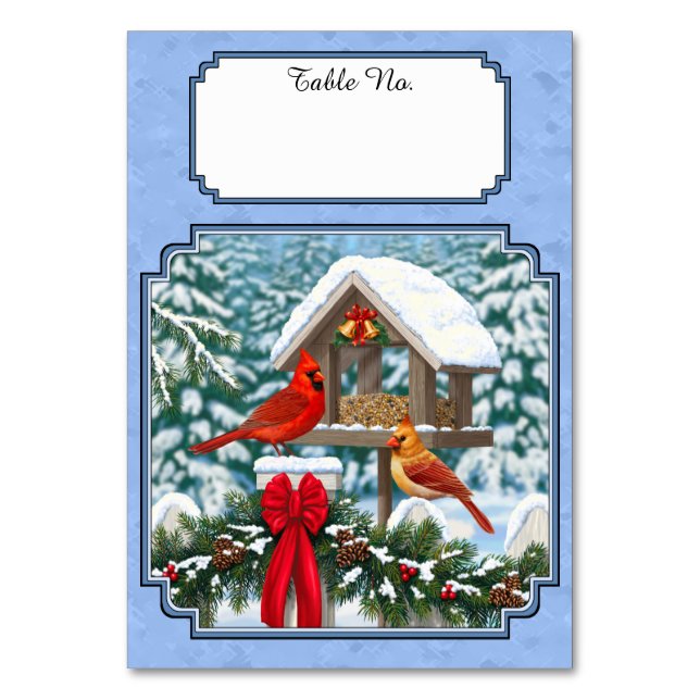 Cardinals Christmas Feast Blue Table Number (Front)