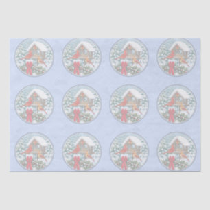 Cardinals Christmas Feast Blue Tissue Paper