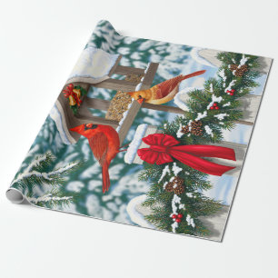 Cardinals Christmas Feast Wrapping Paper