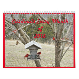 Cardinals for Every Month 2016-can change year Calendar