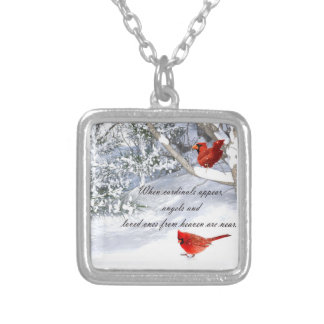 cardinals from heaven silver plated necklace