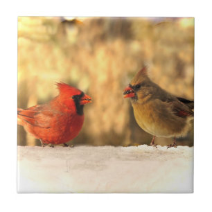 Cardinals in Autumn Ceramic Tile