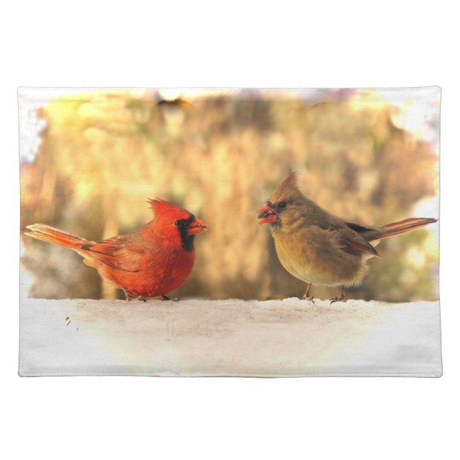 Cardinals in Autumn Cloth Place Mat (Front)