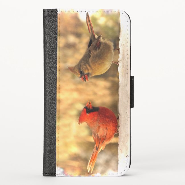 Cardinals in Autumn iPhone X Wallet Case