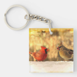 Cardinals in Autumn Keychain