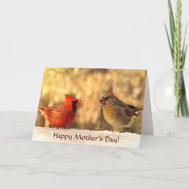Cardinals in Autumn Mothers Day Card (Front)