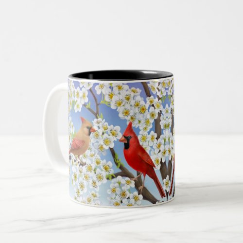 Cardinals in Flowering Spring Tree Mug