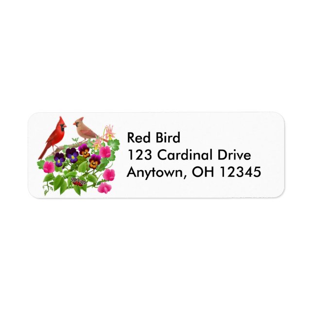 Cardinals in Garden Label (Front)