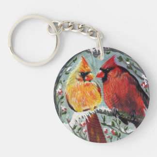 Cardinals in Love keychain