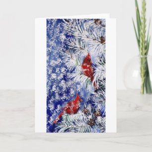 Cardinals In Snow Holiday Card
