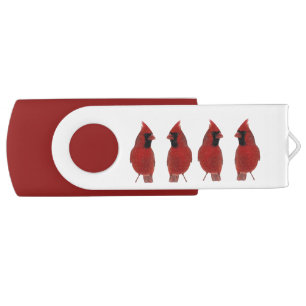 Cardinals in Snow Swivel USB 2.0 Flash Drive