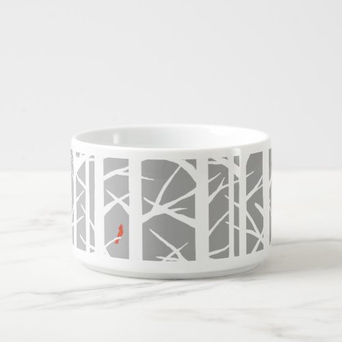 Cardinals in the Birch Trees in Light Gray Bowl
