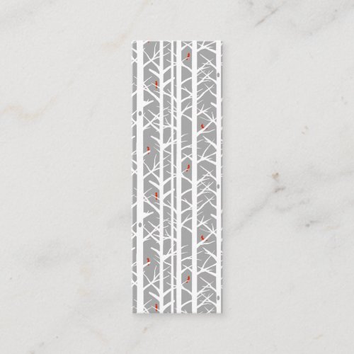 Cardinals in the Birch Trees Light Gray Bookmark Mini Business Card