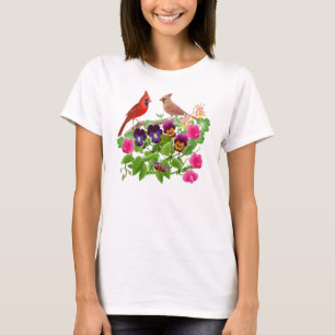 Cardinals in the Garden Baby Doll Shirt