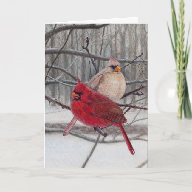 Cardinals in the Snow Holiday Card (Front)