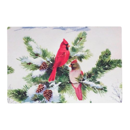 Cardinals in the snow placemat