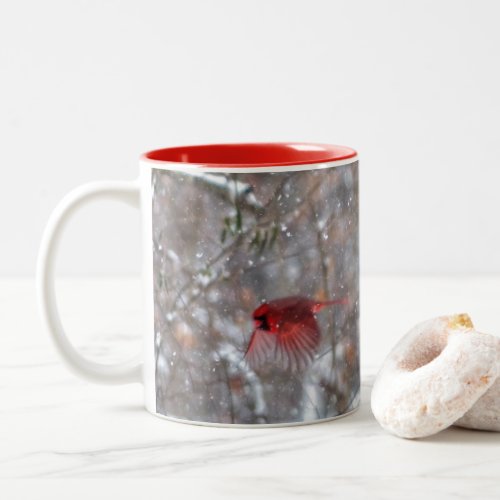 Cardinals in the Snow Two_Tone Coffee Mug