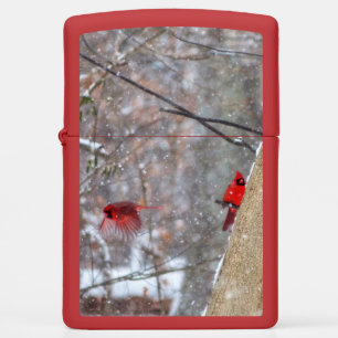 Cardinals in the Snow Zippo Lighter