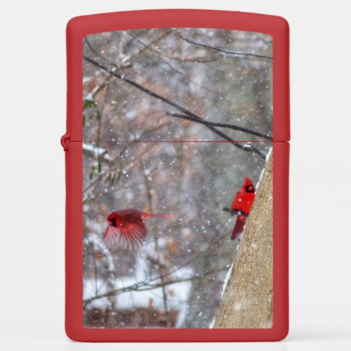 Cardinals in the Snow Zippo Lighter