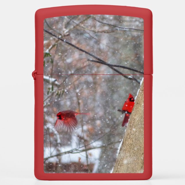 Cardinals in the Snow Zippo Lighter (Front)