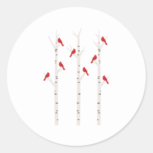 Cardinals In Trees Classic Round Sticker