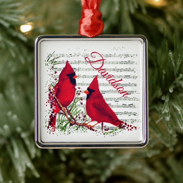Cardinals Metal personalized Ornament (Tree)