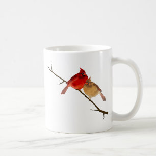 cardinals on a branch coffee mug