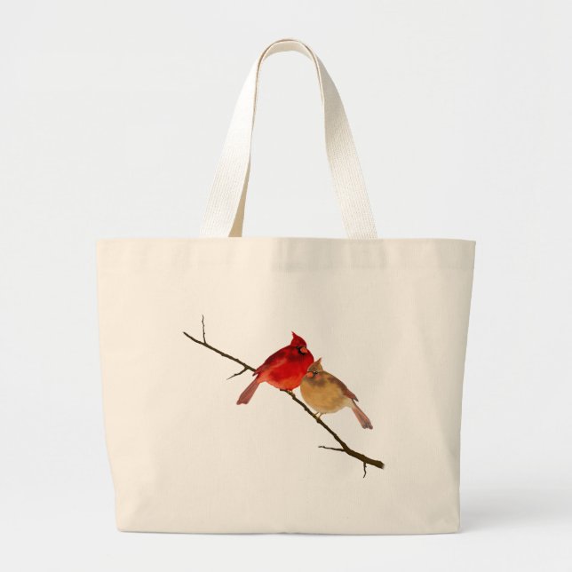 cardinals on a branch large tote bag (Front)