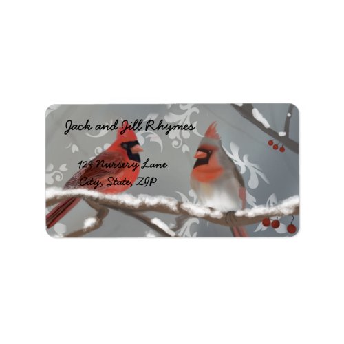 Cardinals on a Snowy Branch Label