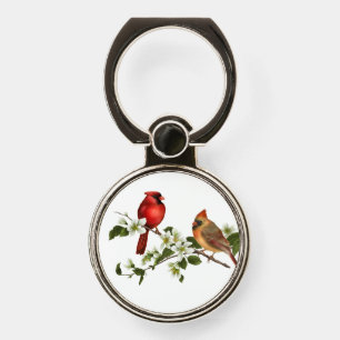 Cardinals on Dogwood Branch Phone Ring Stand