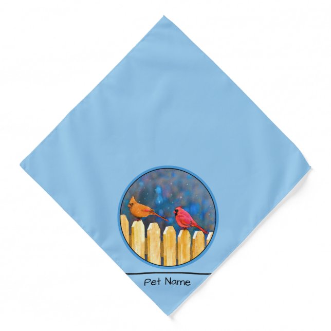 Cardinals on Fence in Winter Painting Original Art Bandana (Front)