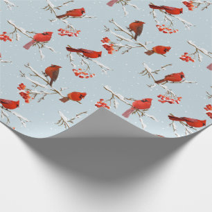 Cardinals on Snow covered branches  Wrapping Paper