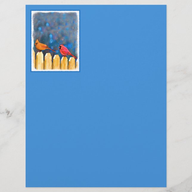 Cardinals on the Fence Painting - Original Art (Front)