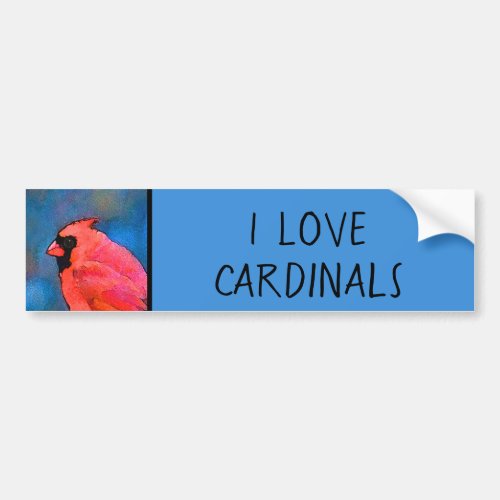 Cardinals on the Fence Painting _ Original Art Bumper Sticker